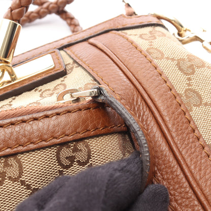 ベラ バンブー GGキャンバス ハンドバッグ トートバッグ キャンバス レザー ベージュ ブラウン 2WAY グッチ バッグ GUCCI