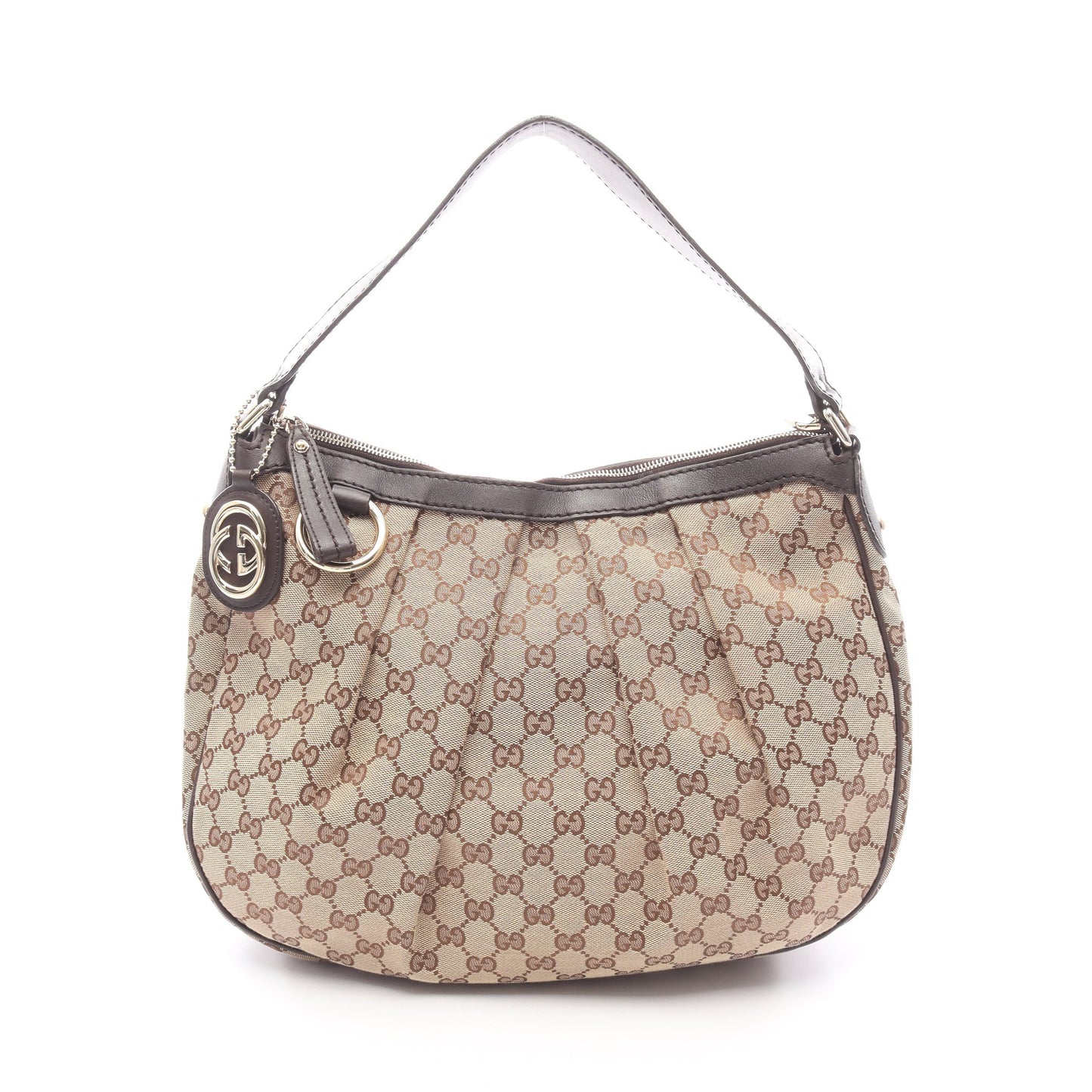 スーキー GGキャンバス ワンショルダーバッグ キャンバス レザー ベージュ ダークブラウン グッチ バッグ GUCCI