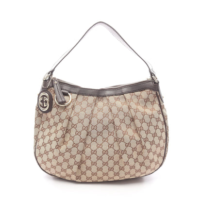 スーキー GGキャンバス ワンショルダーバッグ キャンバス レザー ベージュ ダークブラウン グッチ バッグ GUCCI