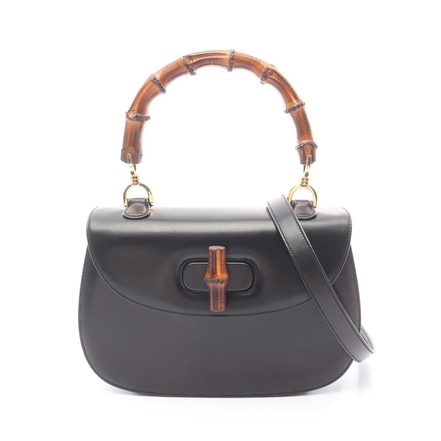 バンブー ハンドバッグ レザー ブラック 2WAY グッチ バッグ GUCCI