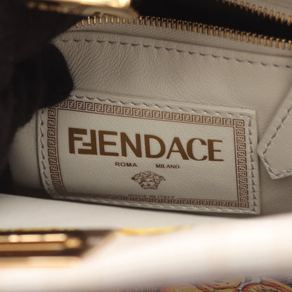 FENDI × VERSACE FENDACE フェンダーチェ ミニピーカブー ハンドバッグ レザー ホワイト イエロー 2WAY フェンディ バッグ FENDI