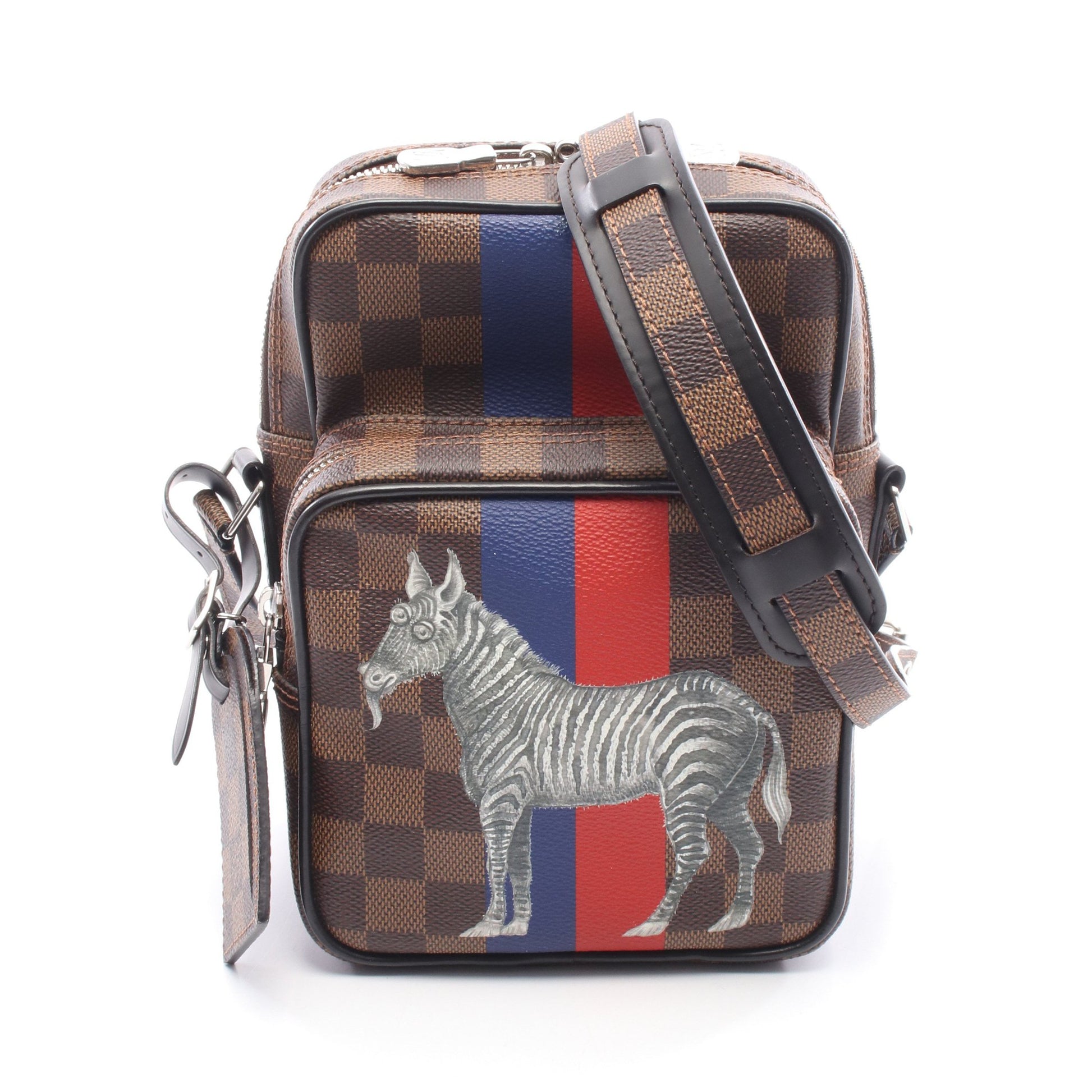 アマゾン ダミエサバンナ ショルダーバッグ シマウマ PVC レザー ブラウン ブラック マルチカラー ルイヴィトン バッグ LOUIS VUITTON