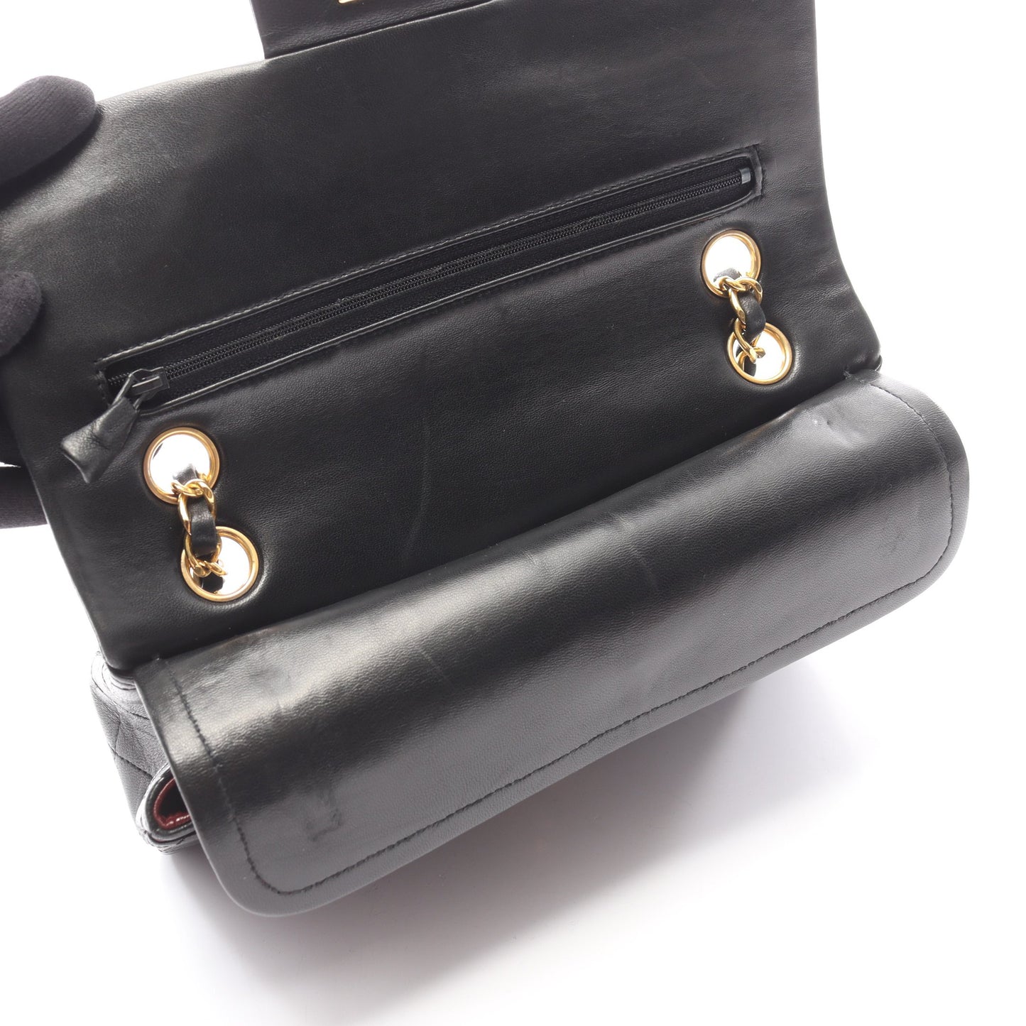 マトラッセ Wフラップ Wチェーンショルダーバッグ ラムスキン ブラック ゴールド金具 シャネル バッグ CHANEL