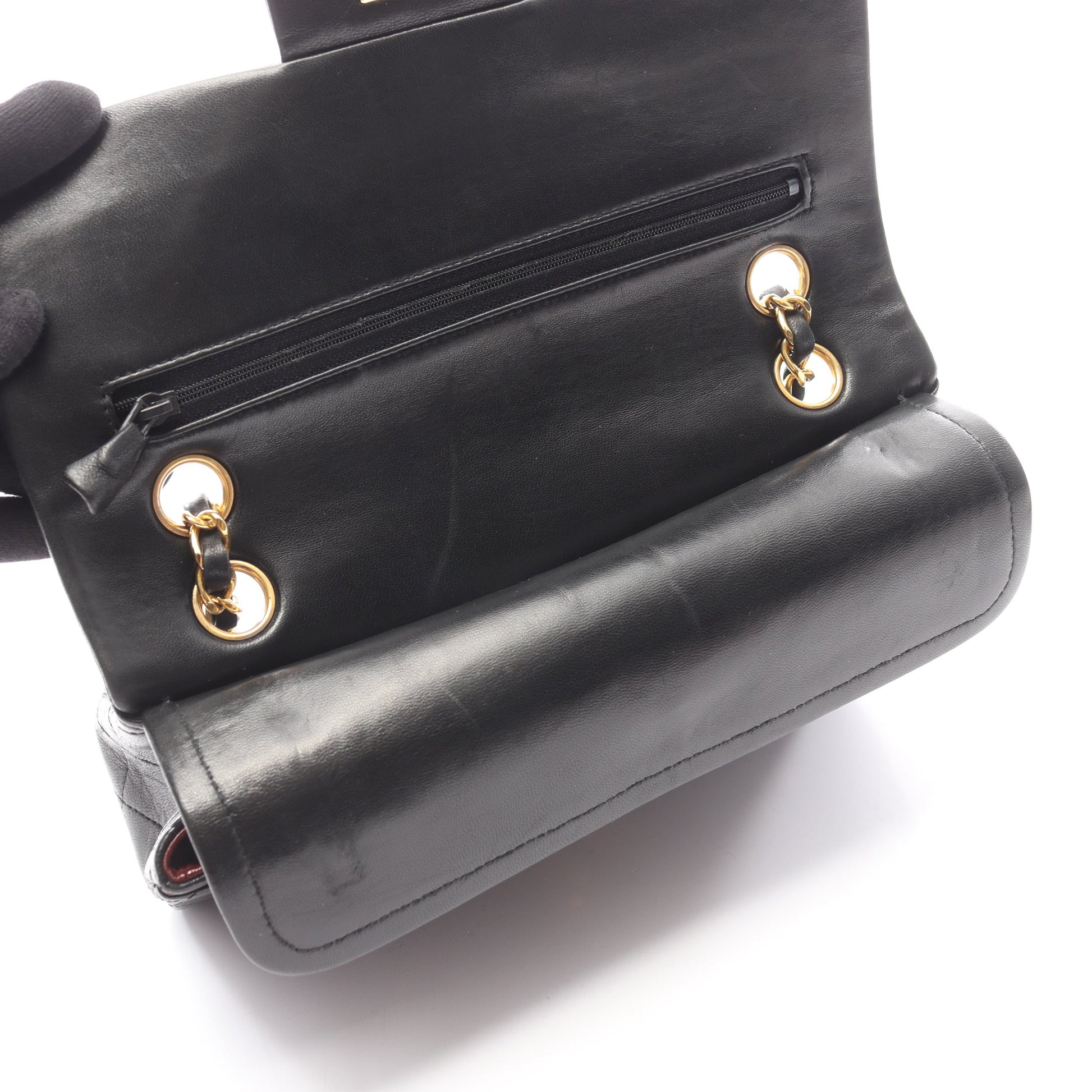 マトラッセ Wフラップ Wチェーンショルダーバッグ ラムスキン ブラック ゴールド金具 シャネル バッグ CHANEL