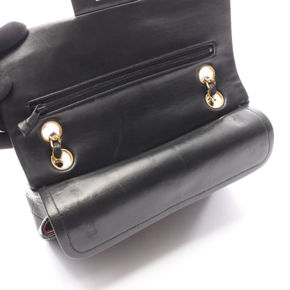 マトラッセ Wフラップ Wチェーンショルダーバッグ ラムスキン ブラック ゴールド金具 シャネル バッグ CHANEL
