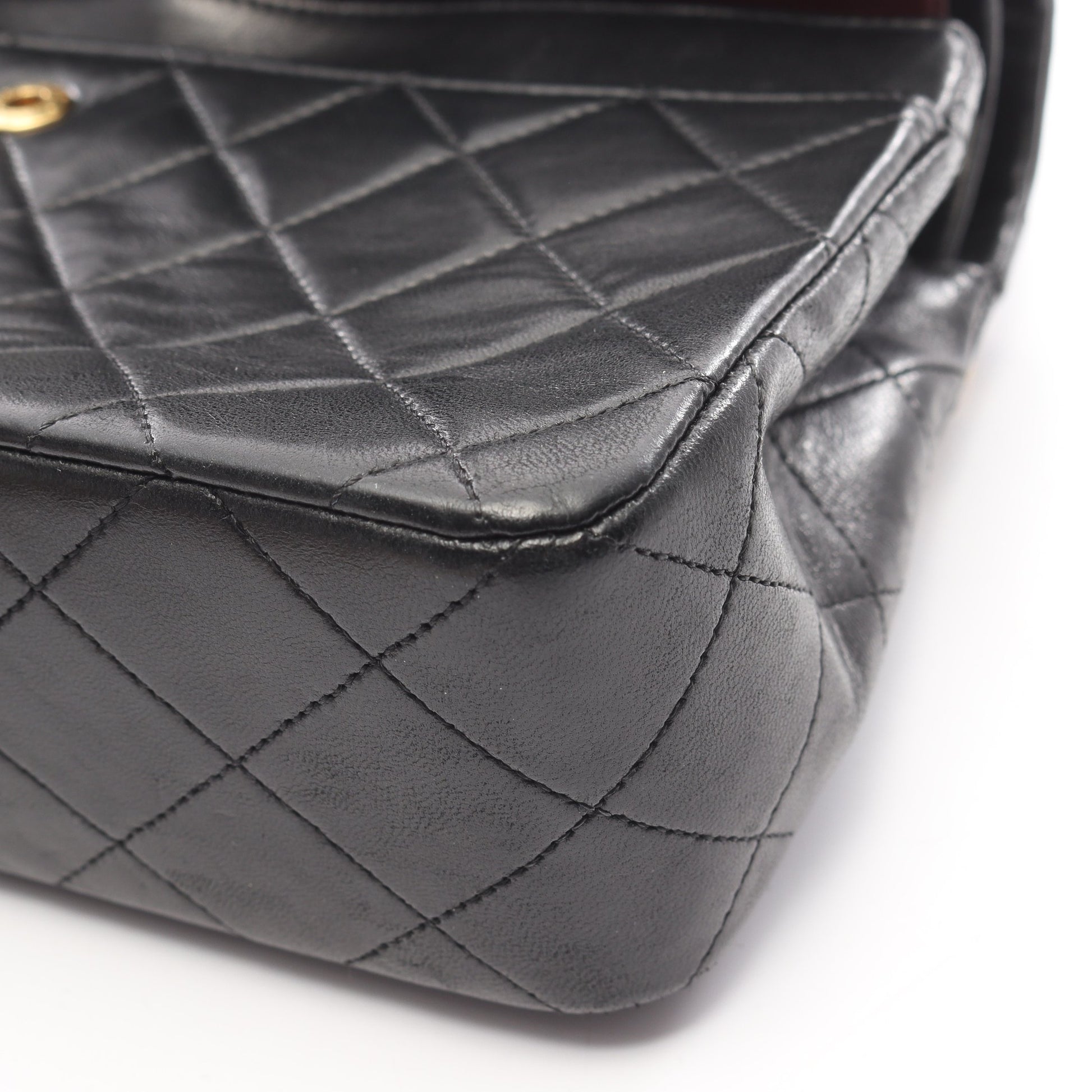 マトラッセ Wフラップ Wチェーンショルダーバッグ ラムスキン ブラック ゴールド金具 シャネル バッグ CHANEL