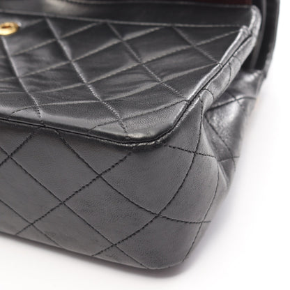 マトラッセ Wフラップ Wチェーンショルダーバッグ ラムスキン ブラック ゴールド金具 シャネル バッグ CHANEL