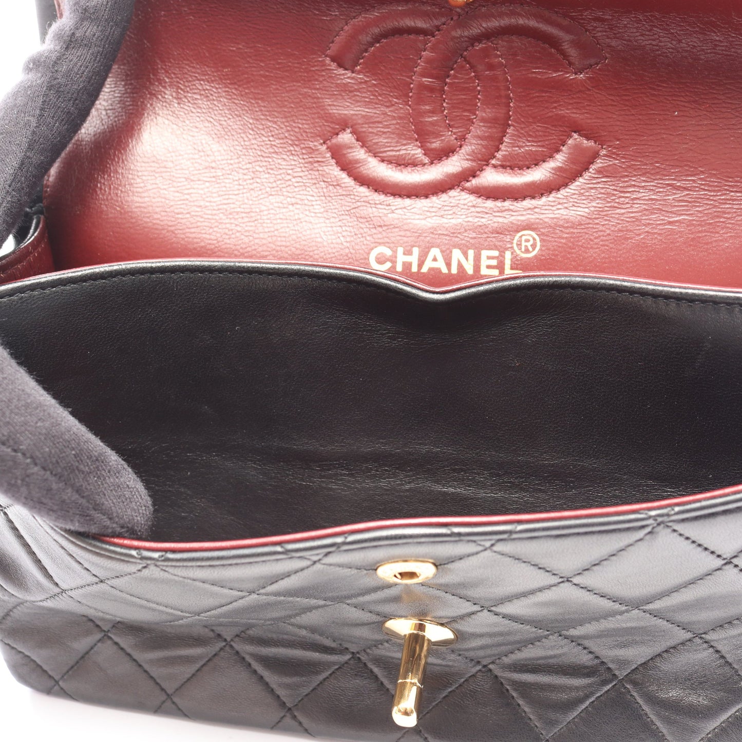 マトラッセ Wフラップ Wチェーンショルダーバッグ ラムスキン ブラック ゴールド金具 シャネル バッグ CHANEL
