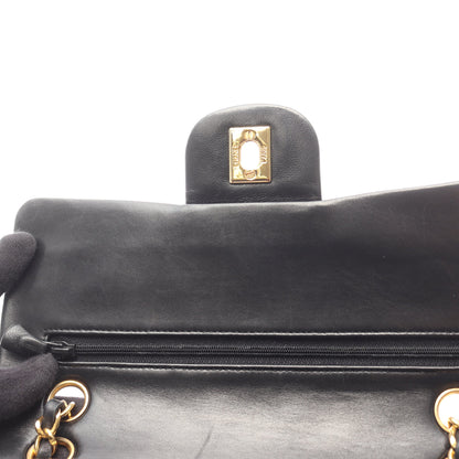 マトラッセ Wフラップ Wチェーンショルダーバッグ ラムスキン ブラック ゴールド金具 シャネル バッグ CHANEL
