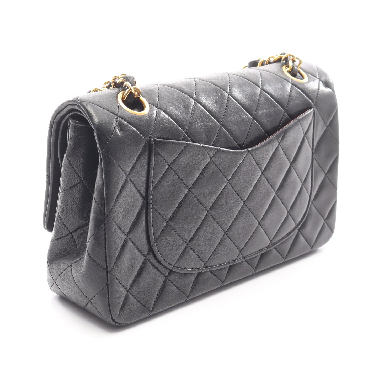 マトラッセ Wフラップ Wチェーンショルダーバッグ ラムスキン ブラック ゴールド金具 シャネル バッグ CHANEL