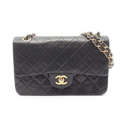 マトラッセ Wフラップ Wチェーンショルダーバッグ ラムスキン ブラック ゴールド金具 シャネル バッグ CHANEL
