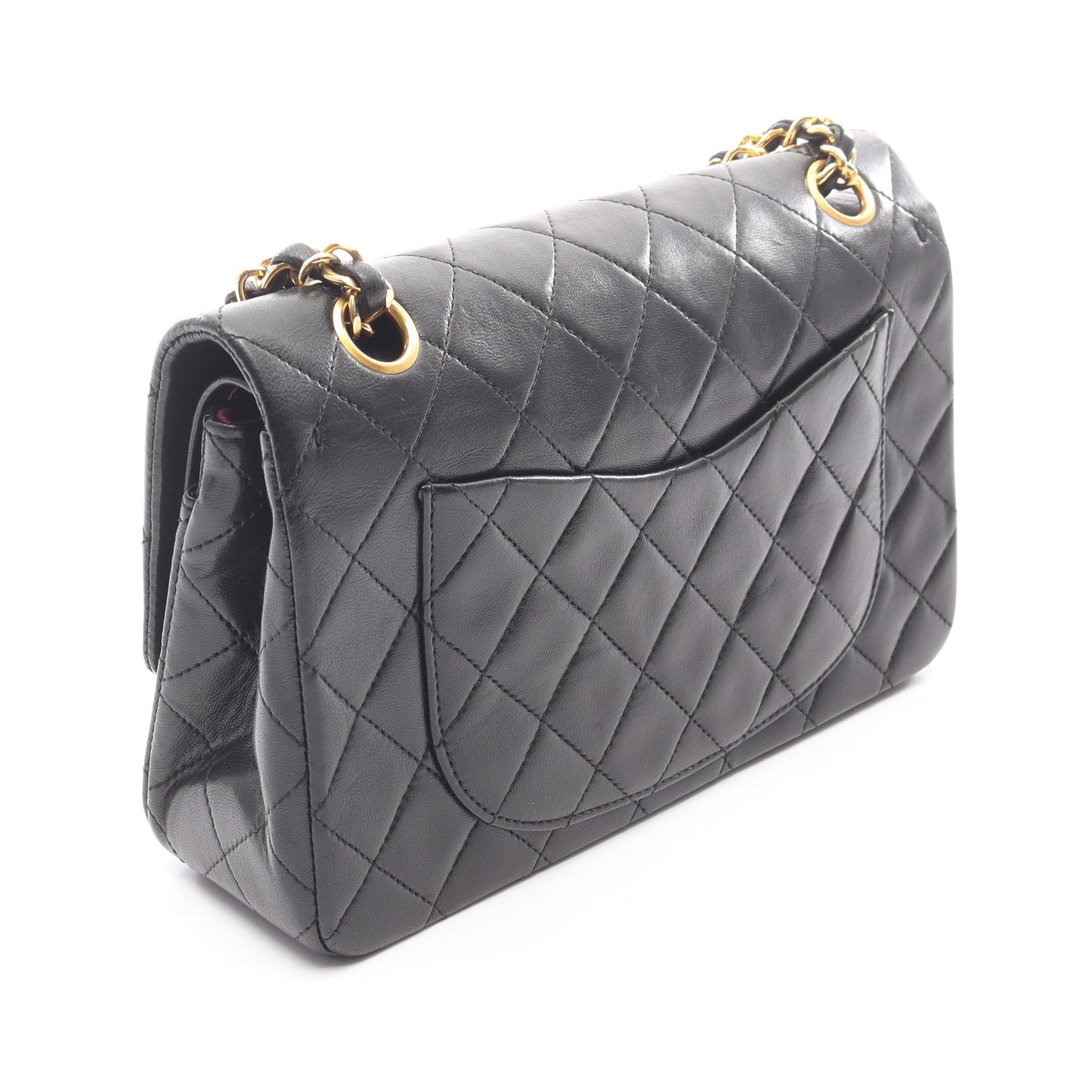 マトラッセ Wフラップ Wチェーンショルダーバッグ ラムスキン ブラック ゴールド金具 シャネル バッグ CHANEL