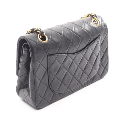 マトラッセ Wフラップ Wチェーンショルダーバッグ ラムスキン ブラック ゴールド金具 シャネル バッグ CHANEL