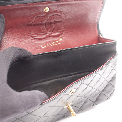 マトラッセ Wフラップ Wチェーンショルダーバッグ ラムスキン ブラック ゴールド金具 シャネル バッグ CHANEL