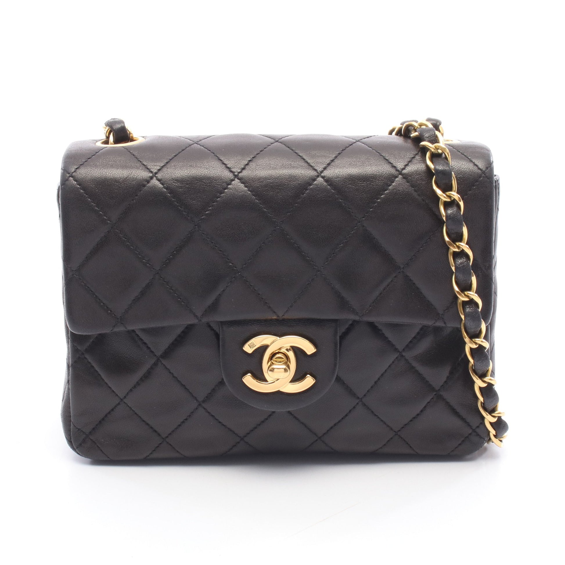 ミニマトラッセ チェーンショルダーバッグ ラムスキン ブラック ゴールド金具 シャネル バッグ CHANEL