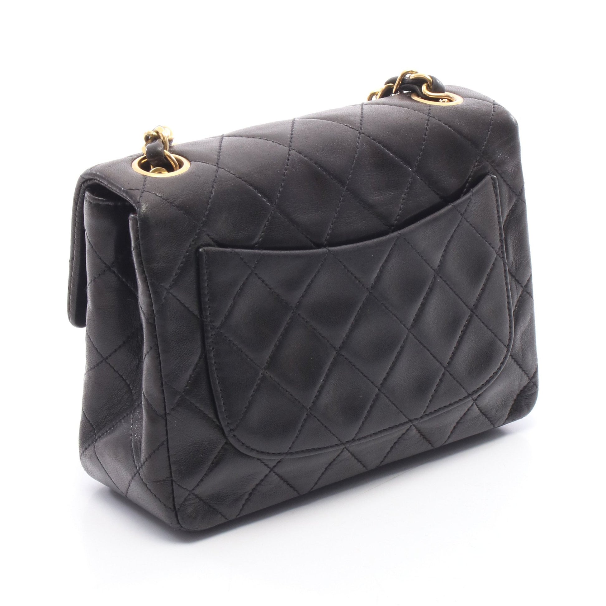 ミニマトラッセ チェーンショルダーバッグ ラムスキン ブラック ゴールド金具 シャネル バッグ CHANEL