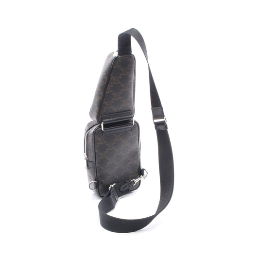 マルチポケットバッグ トリオンフ ボディバッグ PVC レザー ブラック ブラウン セリーヌ