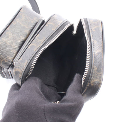 マルチポケットバッグ トリオンフ ボディバッグ PVC レザー ブラック ブラウン セリーヌ