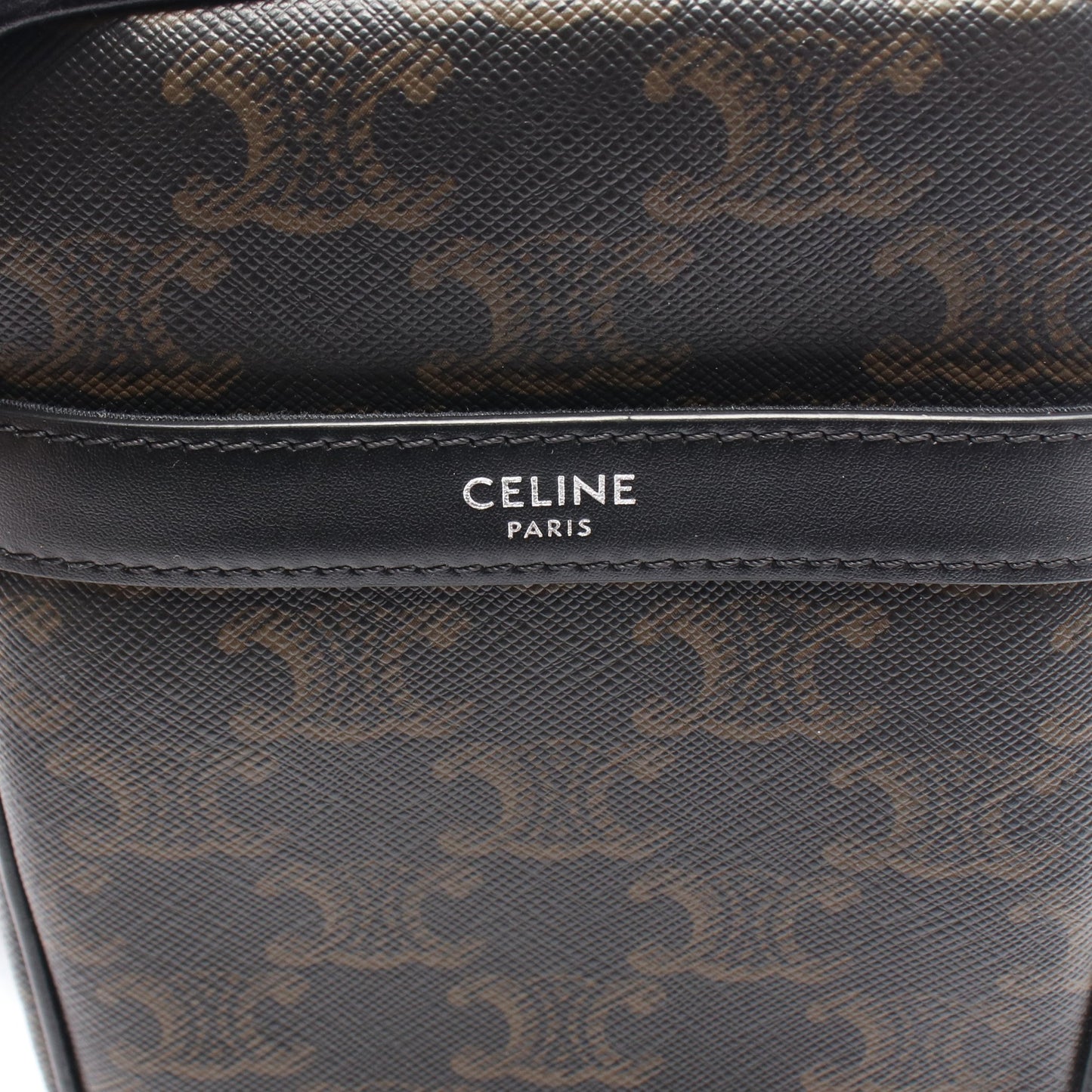 マルチポケットバッグ トリオンフ ボディバッグ PVC レザー ブラック ブラウン セリーヌ