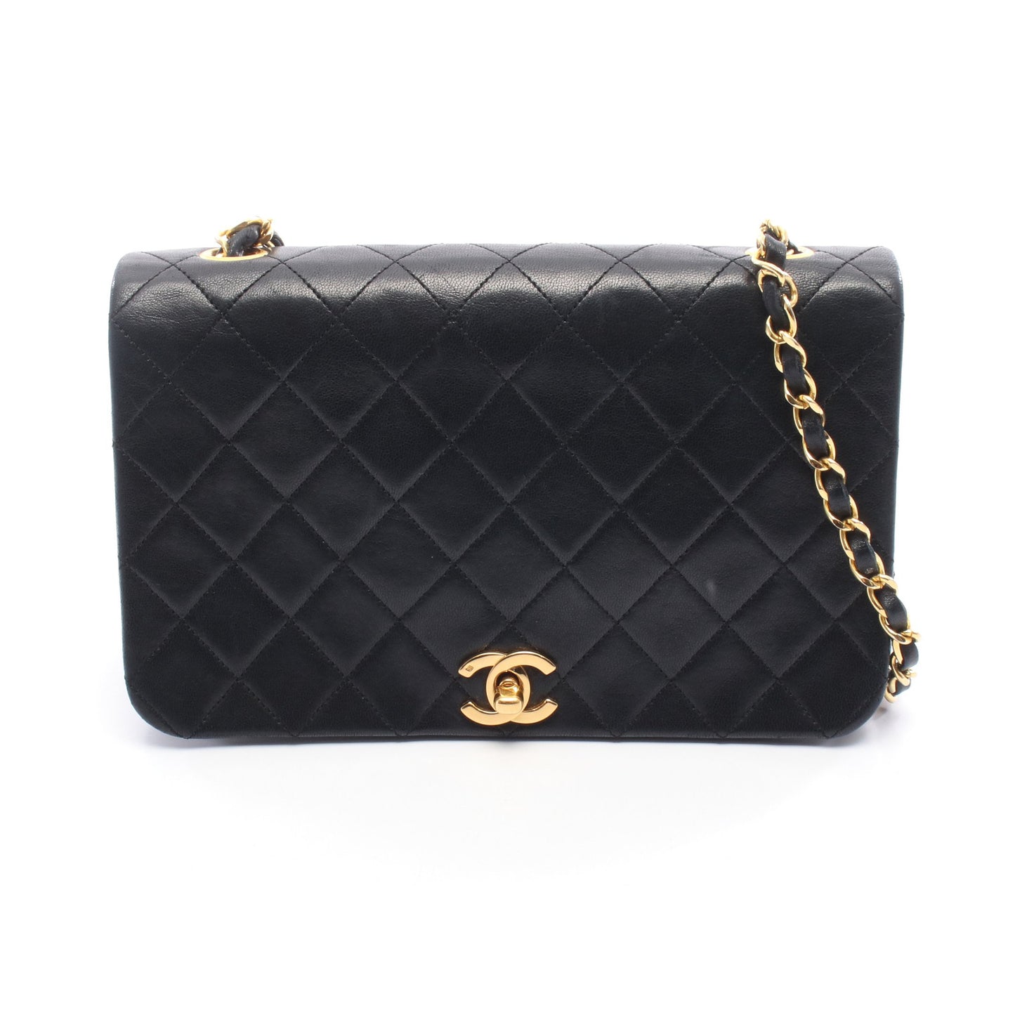フルフラップ マトラッセ チェーンショルダーバッグ ラムスキン ブラック ゴールド金具 シャネル バッグ CHANEL