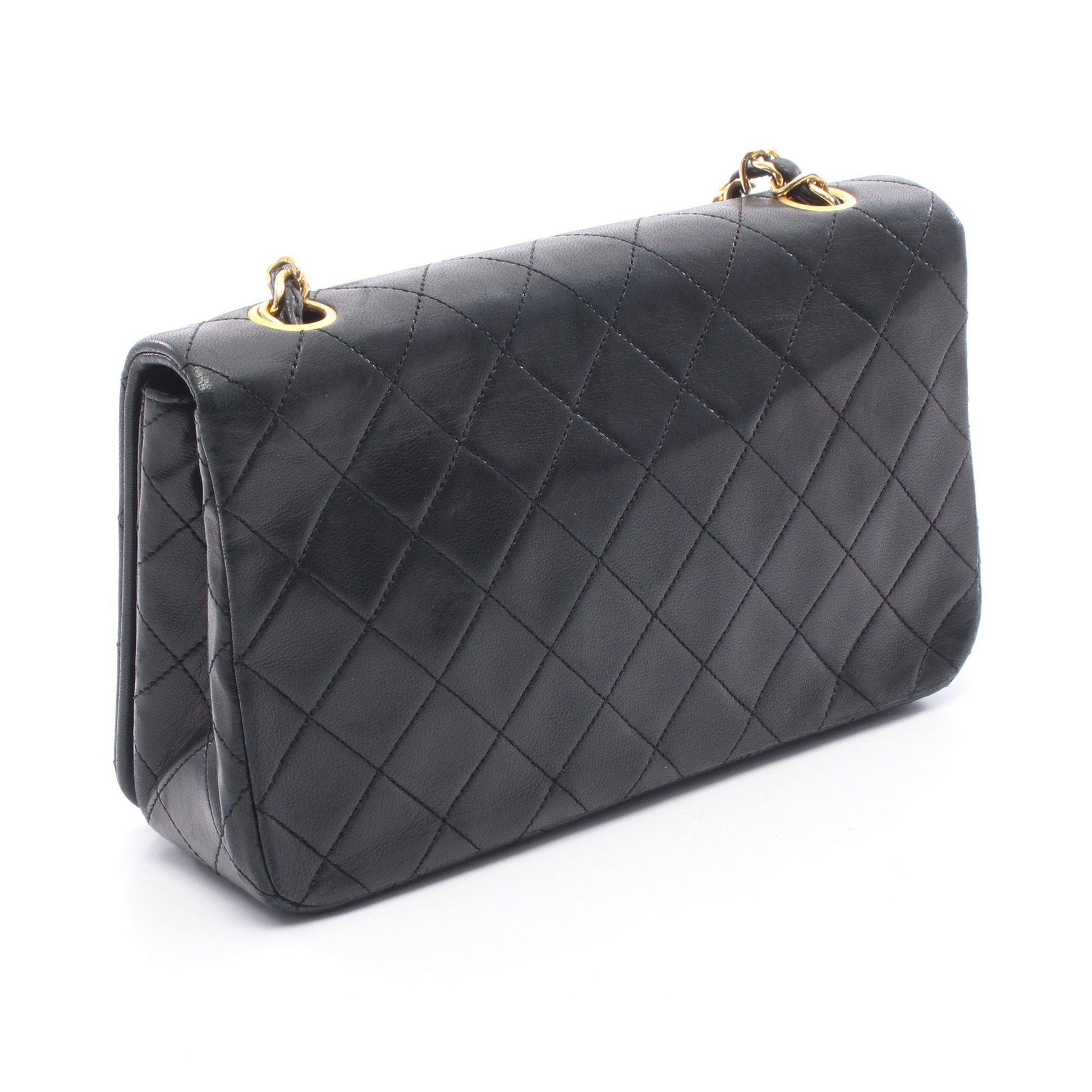 フルフラップ マトラッセ チェーンショルダーバッグ ラムスキン ブラック ゴールド金具 シャネル バッグ CHANEL