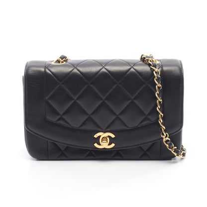 マトラッセ ダイアナフラップ チェーンショルダーバッグ ラムスキン ブラック ゴールド金具 シャネル バッグ CHANEL