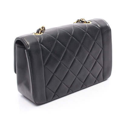 マトラッセ ダイアナフラップ チェーンショルダーバッグ ラムスキン ブラック ゴールド金具 シャネル バッグ CHANEL