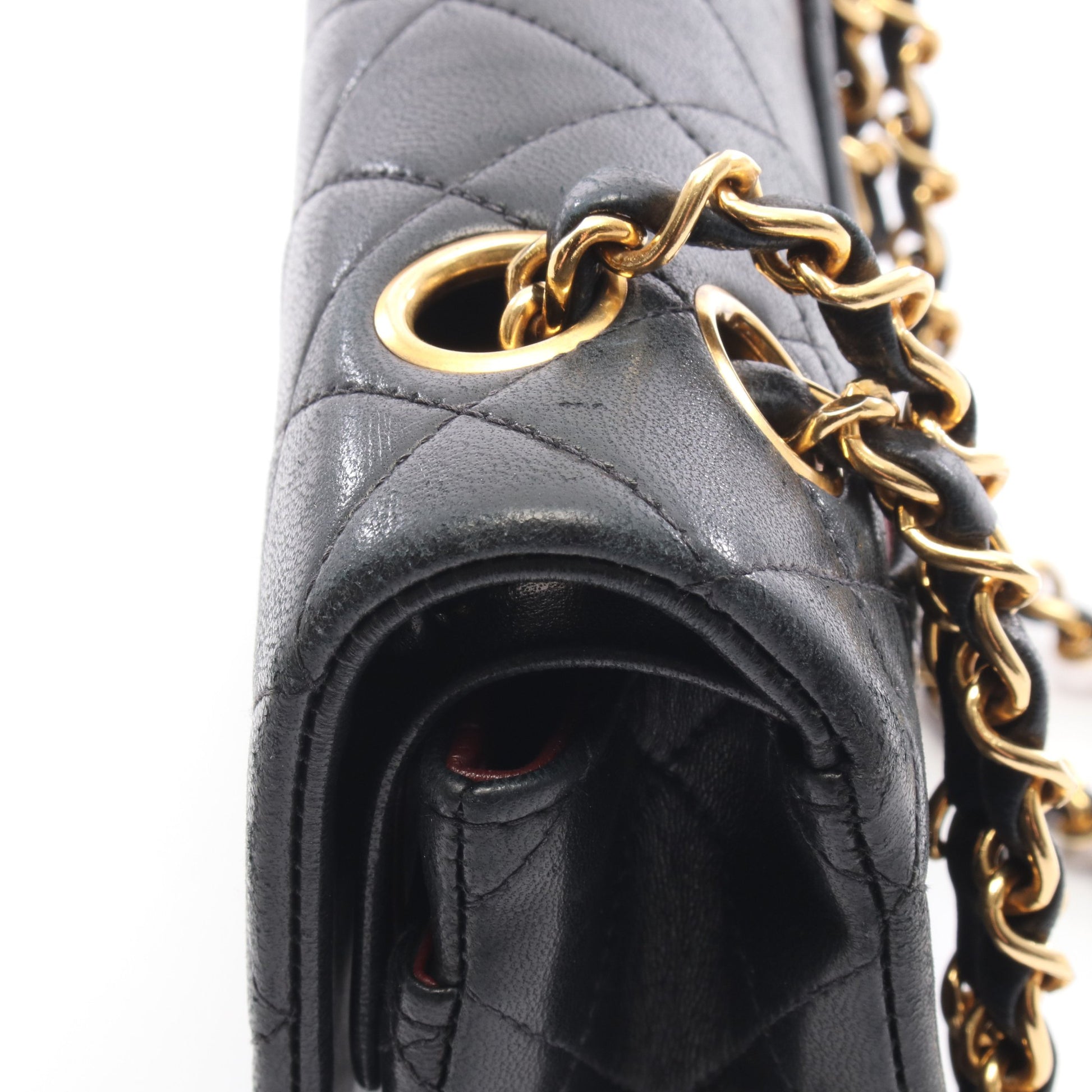マトラッセ Wフラップ Wチェーンショルダーバッグ ラムスキン ブラック ゴールド金具 シャネル バッグ CHANEL