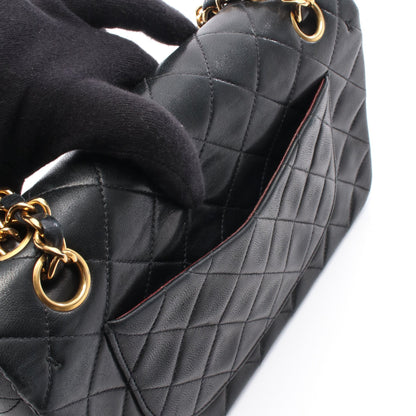 マトラッセ Wフラップ Wチェーンショルダーバッグ ラムスキン ブラック ゴールド金具 シャネル バッグ CHANEL