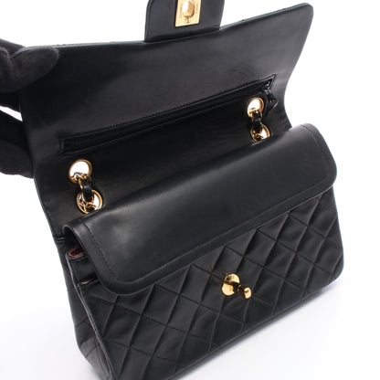 マトラッセ Wフラップ Wチェーンショルダーバッグ ラムスキン ブラック ゴールド金具 シャネル バッグ CHANEL