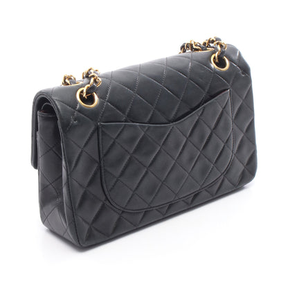 マトラッセ Wフラップ Wチェーンショルダーバッグ ラムスキン ブラック ゴールド金具 シャネル バッグ CHANEL