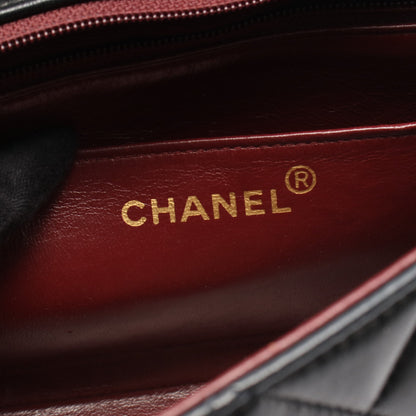 マトラッセ ダイアナフラップ チェーンショルダーバッグ ラムスキン ブラック ゴールド金具 シャネル バッグ CHANEL