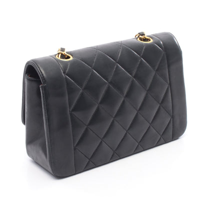 マトラッセ ダイアナフラップ チェーンショルダーバッグ ラムスキン ブラック ゴールド金具 シャネル バッグ CHANEL