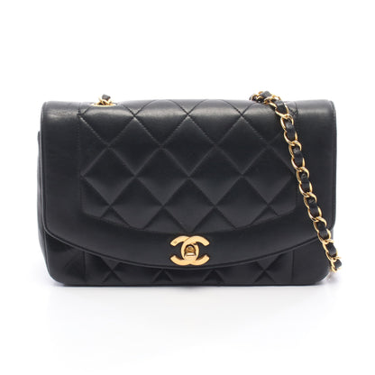 マトラッセ ダイアナフラップ チェーンショルダーバッグ ラムスキン ブラック ゴールド金具 シャネル バッグ CHANEL