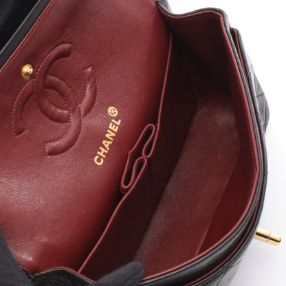 マトラッセ Wフラップ Wチェーンショルダーバッグ ラムスキン ブラック ゴールド金具 シャネル バッグ CHANEL
