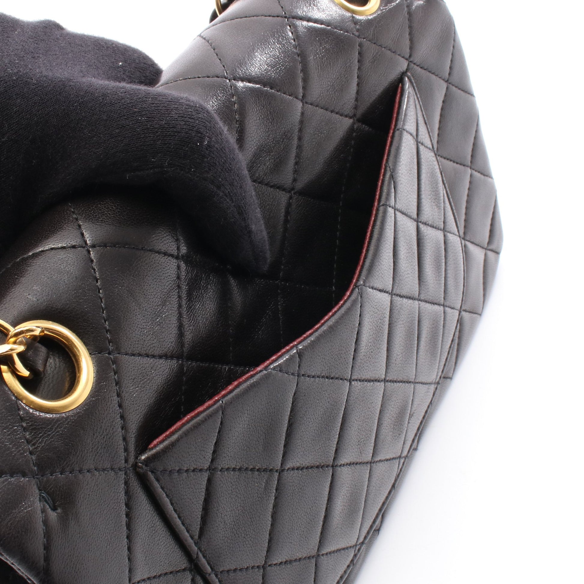 マトラッセ Wフラップ Wチェーンショルダーバッグ ラムスキン ブラック ゴールド金具 シャネル バッグ CHANEL