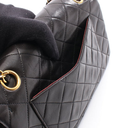 マトラッセ Wフラップ Wチェーンショルダーバッグ ラムスキン ブラック ゴールド金具 シャネル バッグ CHANEL
