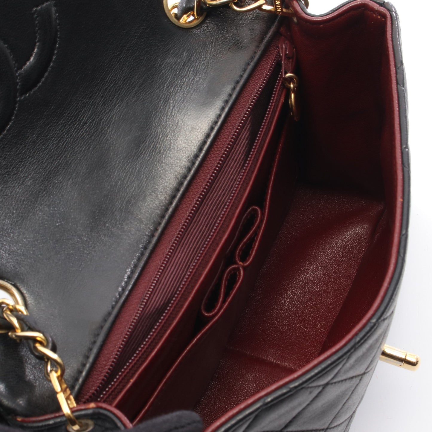 ミニマトラッセ20 チェーンショルダーバッグ ラムスキン ブラック ゴールド金具 シャネル