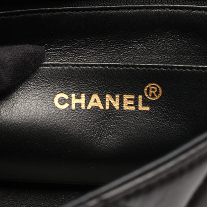 マトラッセ ダイアナフラップ チェーンショルダーバッグ ラムスキン ブラック ゴールド金具 シャネル