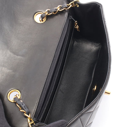 マトラッセ ダイアナフラップ チェーンショルダーバッグ ラムスキン ブラック ゴールド金具 シャネル