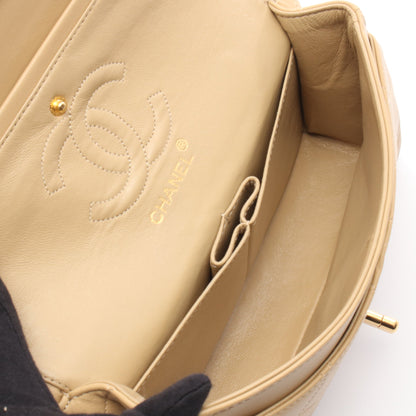 マトラッセ Wフラップ Wチェーンショルダーバッグ ラムスキン ベージュ ゴールド金具 シャネル