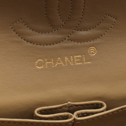 マトラッセ Wフラップ Wチェーンショルダーバッグ ラムスキン ベージュ ゴールド金具 シャネル