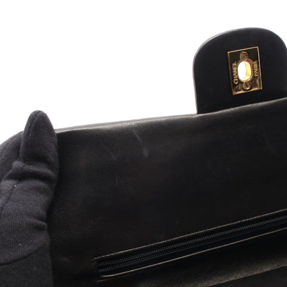 マトラッセ Wフラップ Wチェーンショルダーバッグ ラムスキン ブラック ゴールド金具 シャネル バッグ CHANEL