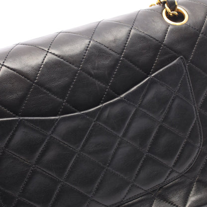 マトラッセ Wフラップ Wチェーンショルダーバッグ ラムスキン ブラック ゴールド金具 シャネル バッグ CHANEL