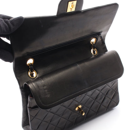 マトラッセ Wフラップ Wチェーンショルダーバッグ ラムスキン ブラック ゴールド金具 シャネル バッグ CHANEL