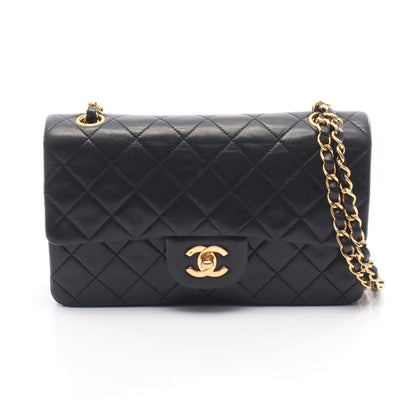 マトラッセ Wフラップ Wチェーンショルダーバッグ ラムスキン ブラック ゴールド金具 シャネル バッグ CHANEL