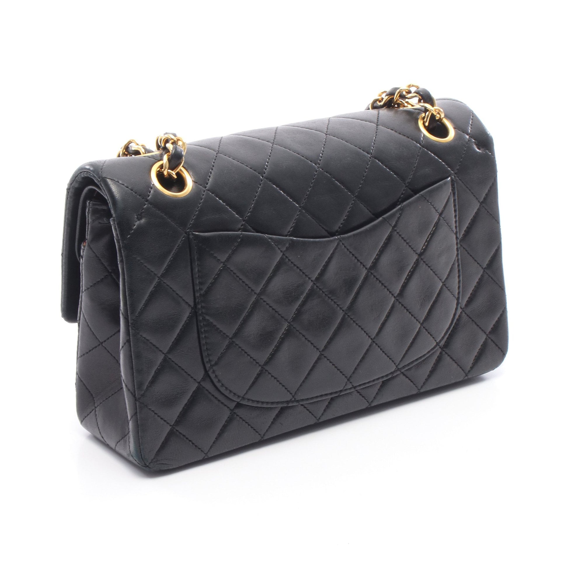 マトラッセ Wフラップ Wチェーンショルダーバッグ ラムスキン ブラック ゴールド金具 シャネル バッグ CHANEL