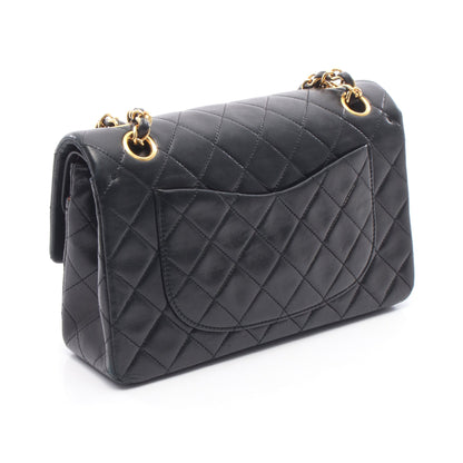 マトラッセ Wフラップ Wチェーンショルダーバッグ ラムスキン ブラック ゴールド金具 シャネル バッグ CHANEL