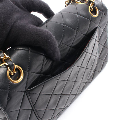 マトラッセ Wフラップ Wチェーンショルダーバッグ ラムスキン ブラック ゴールド金具 シャネル バッグ CHANEL
