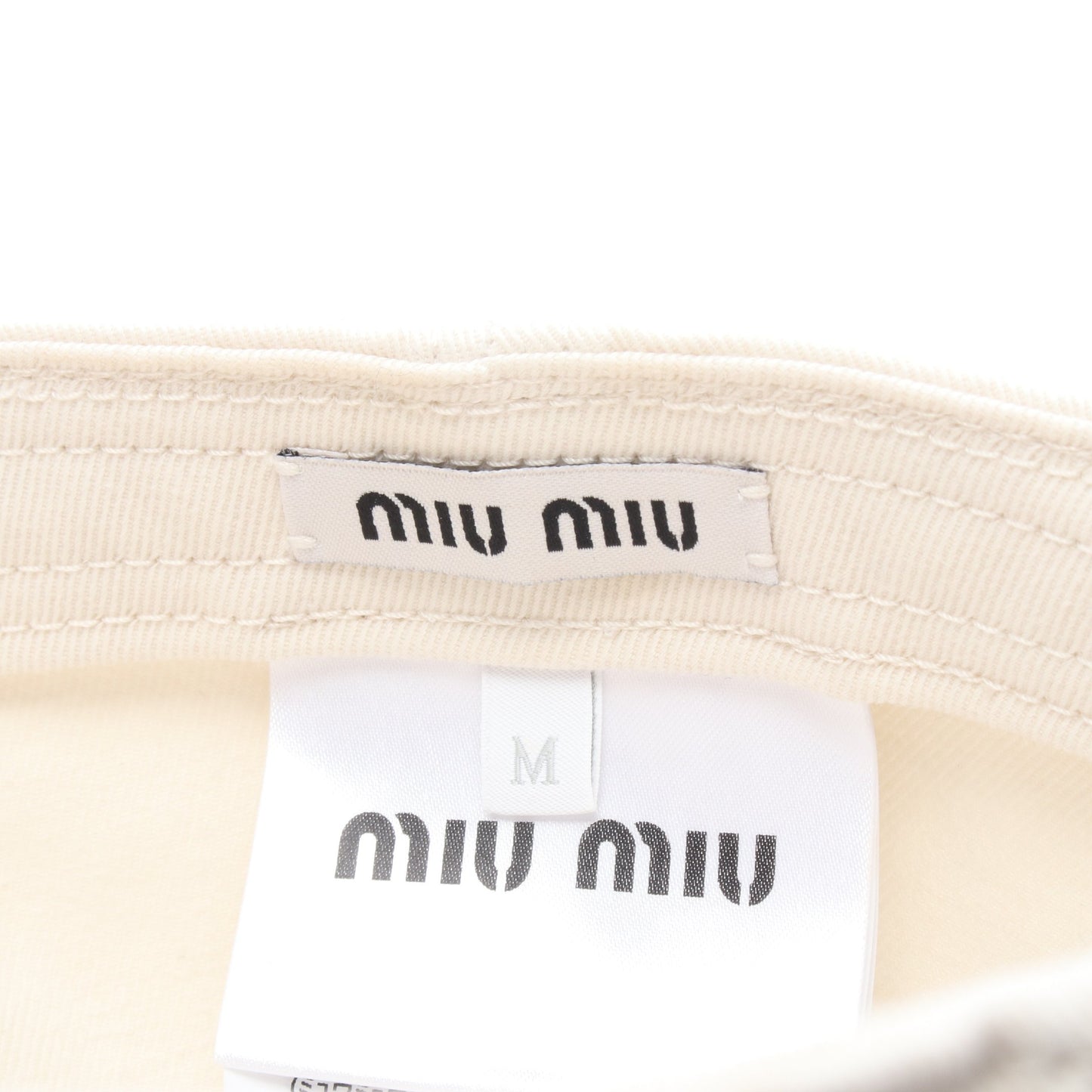 ロゴ刺繍 ベースボール キャップ コットン アイボリー グレーブラウン ミュウミュウ 財布・小物 miu miu